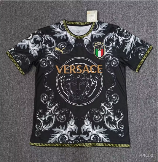 23/24 Italia Versace Camiseta De Fútbol Negra Edición Especial